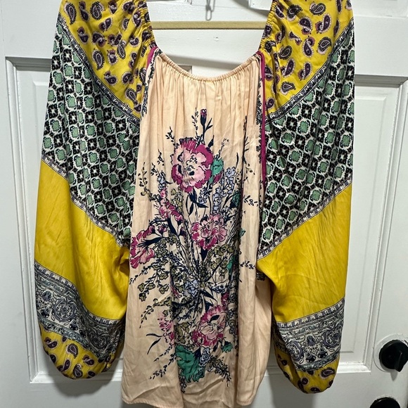 Free People Positano Off Shoulder Blouse XS Asymmetrical Boho Peasant Festival - Picture 7 of 7